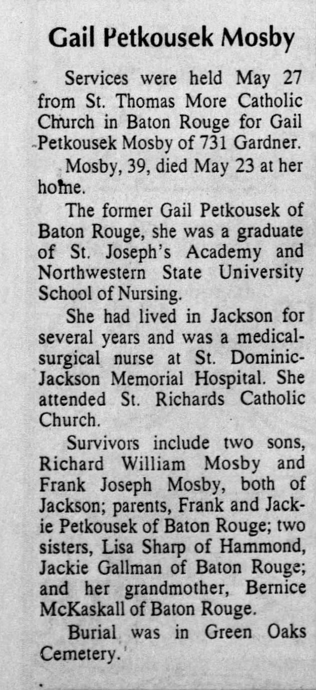 Obituary - Gail Petkousek