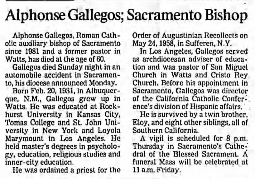 Obituary for Alphonse Gallegos (Aged 60)