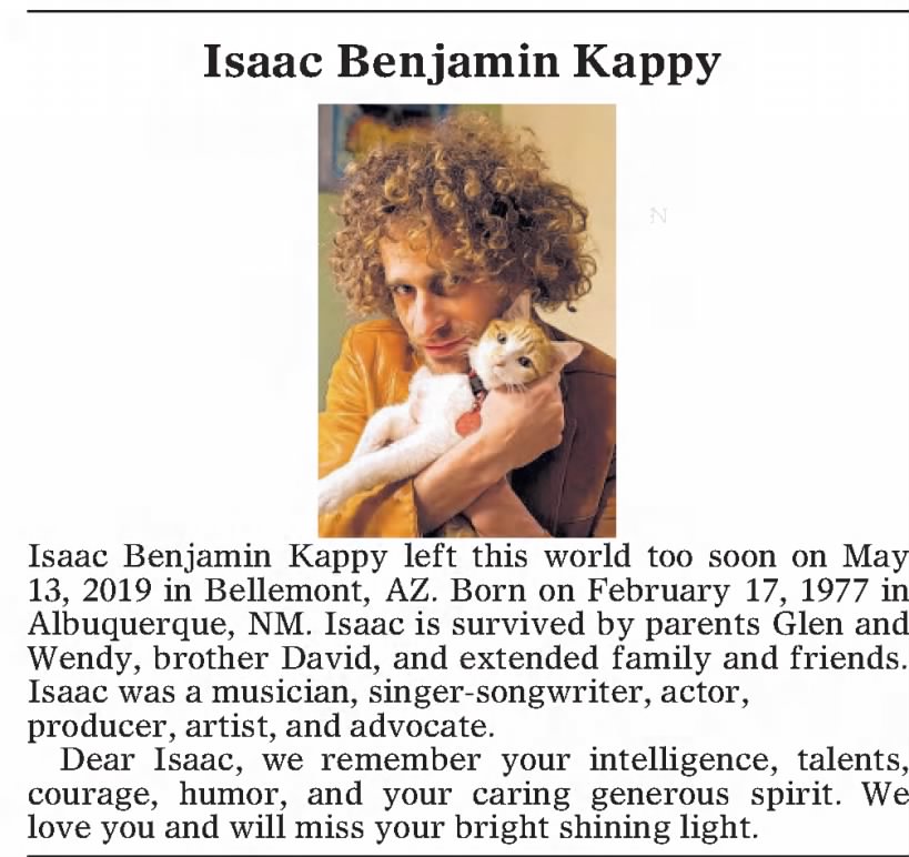 Obituary for Isaac Benjamin Kappy, 1977-2019