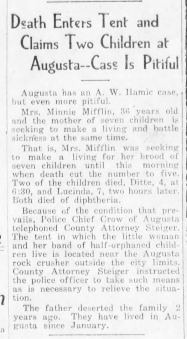 Death of two of Minnie Miffin's children