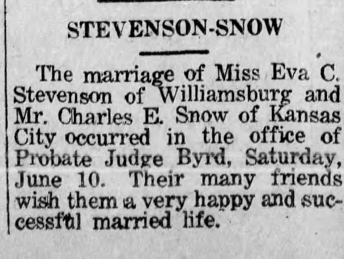 Marriage of Stevenson / Snow