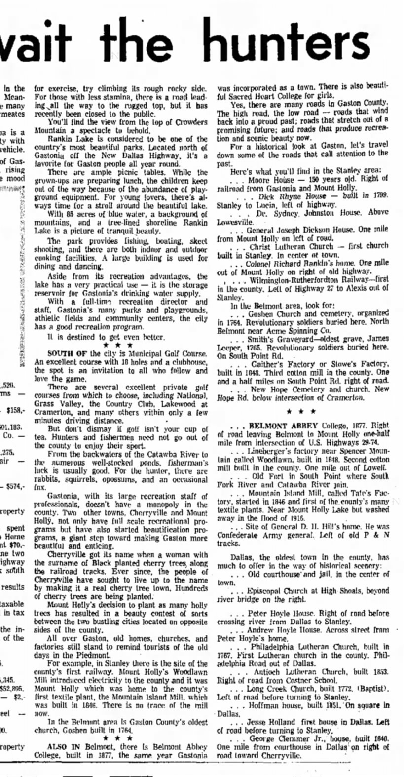 GASTON POINTS OF INTEREST - APRIL 15, 1972