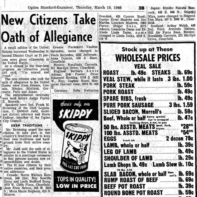 Zemp Citizenship in America from Canada - 1966