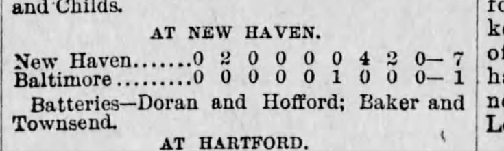 Doran line score New Haven 18 Jul 1890