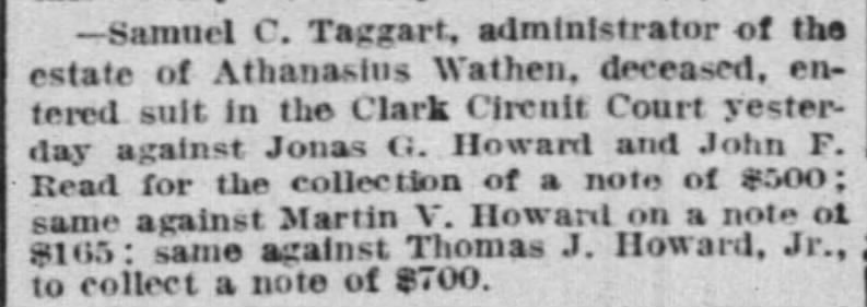 C-J 5-8-1889  Thomas J. Howard, Jr. & Athanasius Wathen
