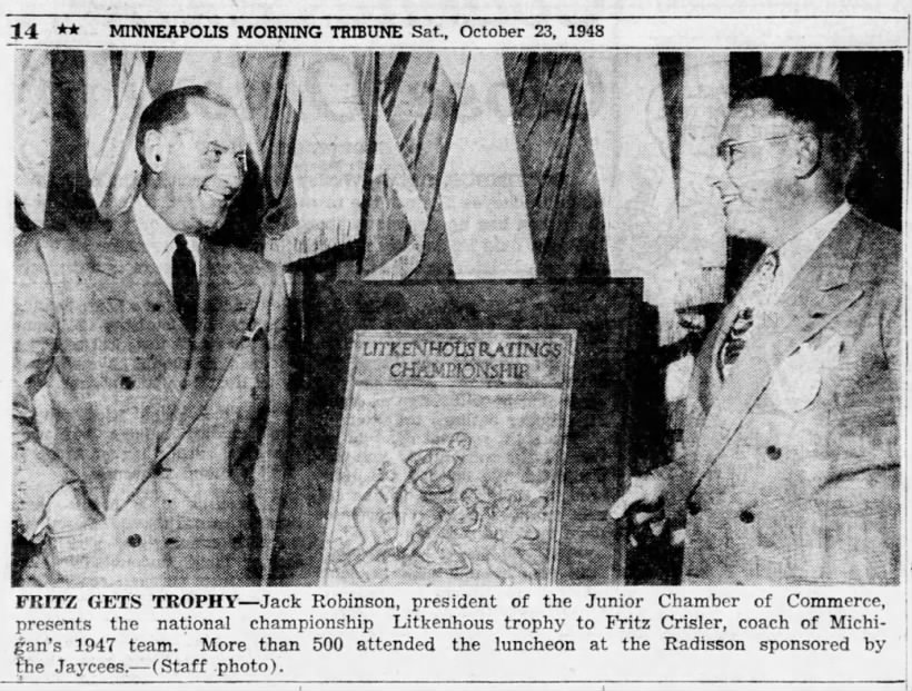Litkenhous trophy national championship 1947 Michigan
