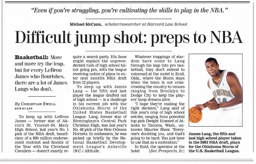 Difficult jump shot: preps to NBA