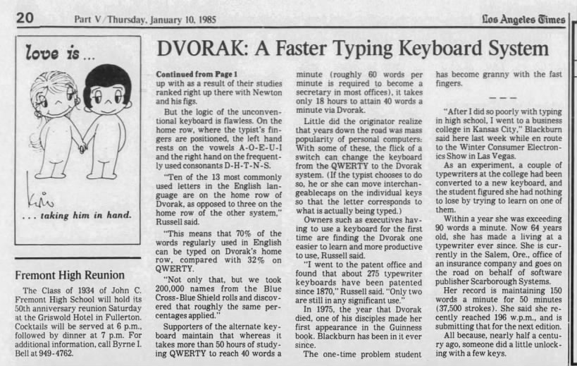 Dvorak: A faster Typing Keyboard System