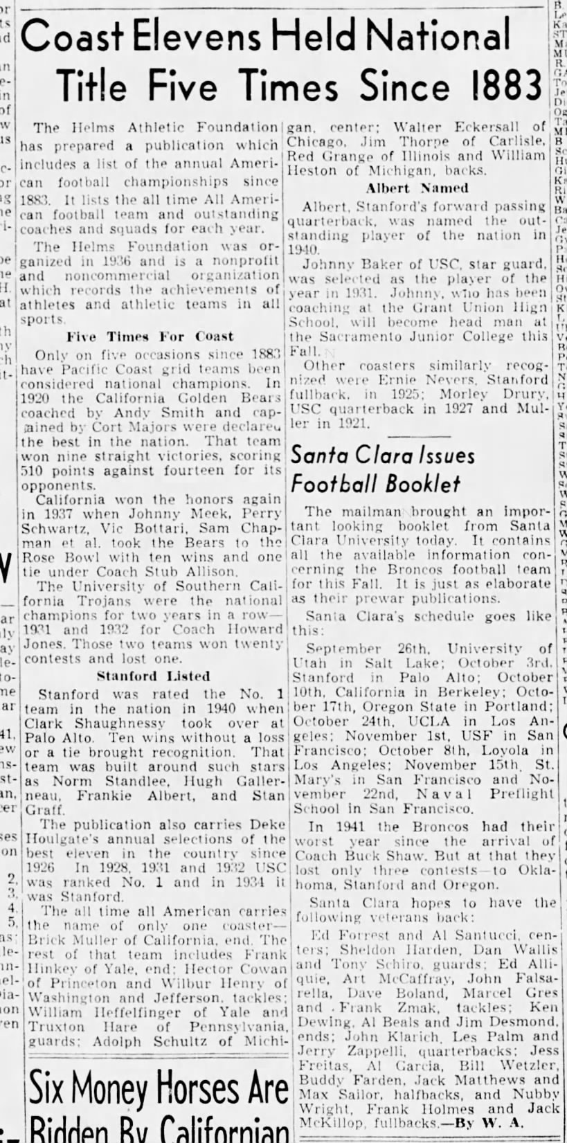 Helms Athletic Foundation Football Record August 1942 discussion of national championships