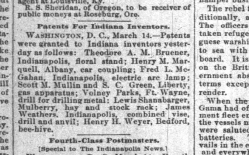 henry weyer 1894 patent
Indianapolis News Mar 14, 1894