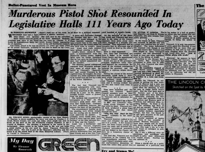 Murderous Pistol Shot Resounded In Legislative Halls 111 Years Ago Today 