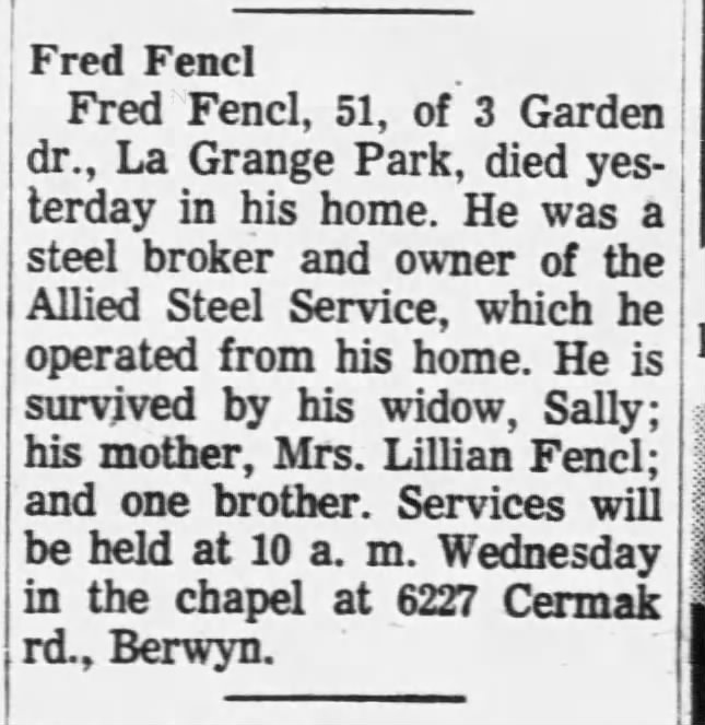 obit, Fred Fencl