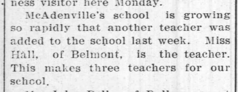 McAdenville School growing 1908
