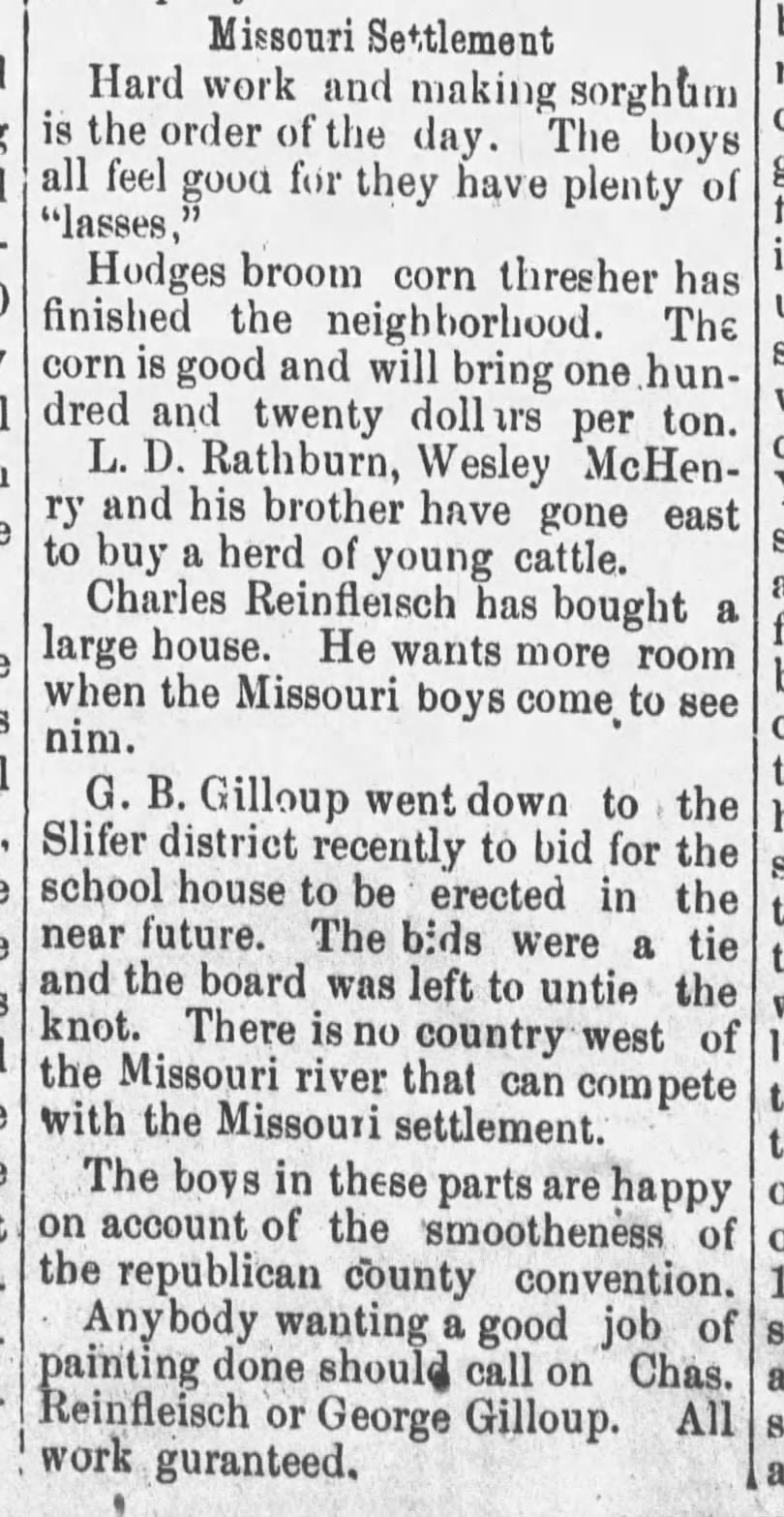 Missouri Settlement 1890