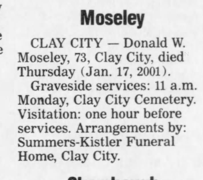 Donald Wayne Moseley
Jun 03 1928 - Jan 17 2002