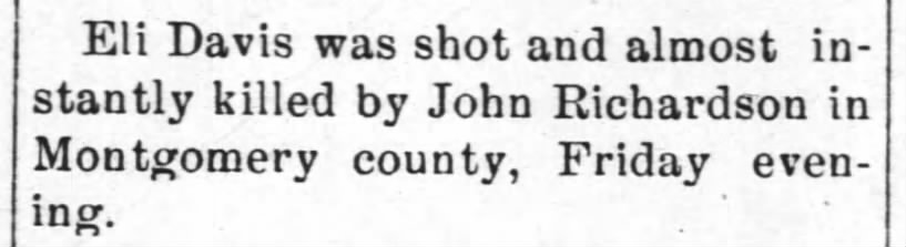 The Goldsboro Headlight (Goldsboro NC) September 4, 1902 Eli Davis shot and killed by John Richardso
