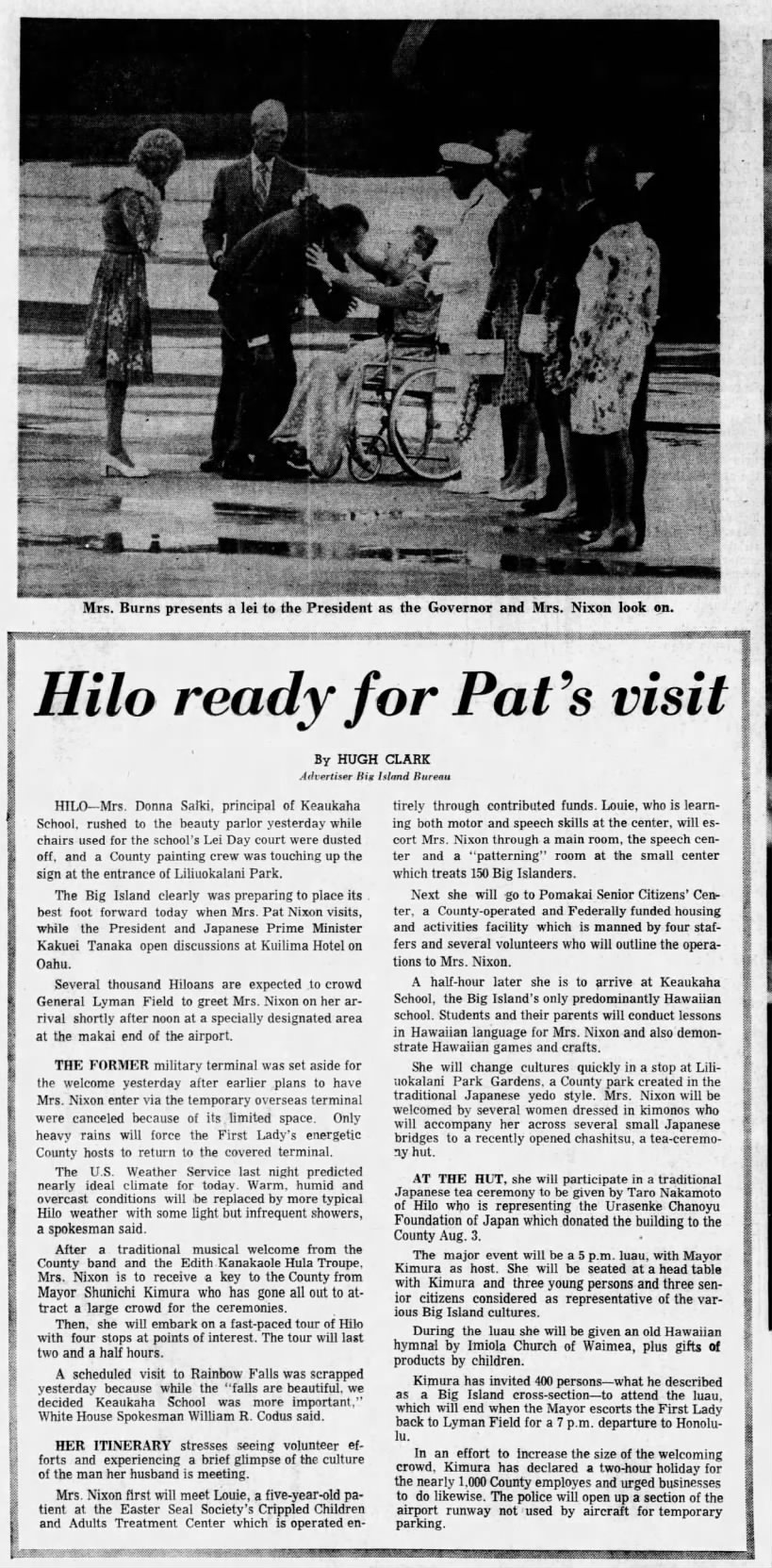 1972 visit of Pat Nixon