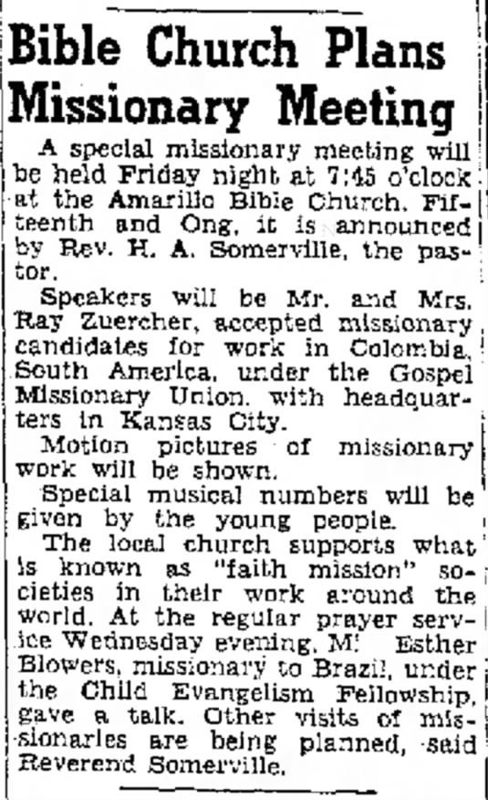 Ray Zuercher --- Gospel Missonary Union 1948