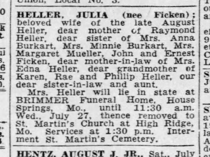 Julia Ficken - obituary