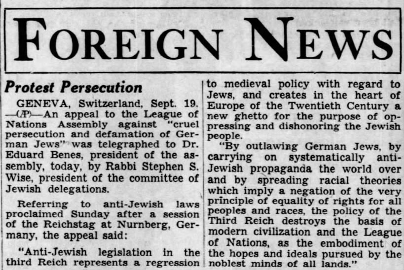 Protest Persecution - 19 Sep 1935 - p3