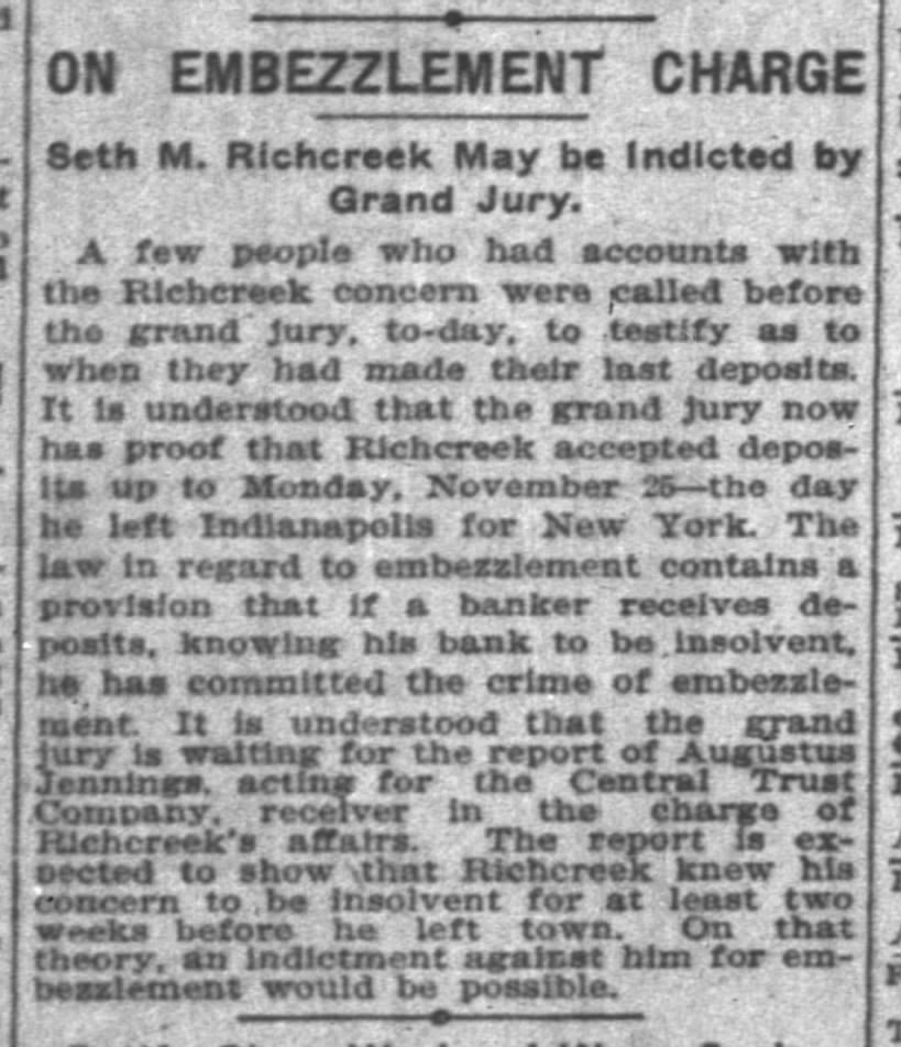 Seth M Richcreek, 13 Dec 1907