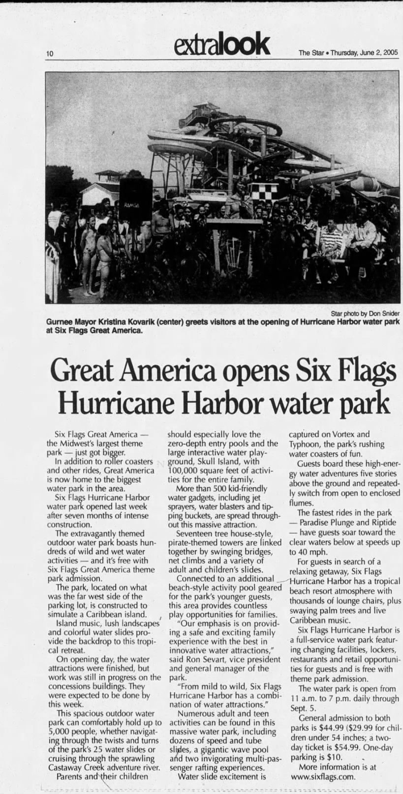 "Great America opens Six Flags Hurricane Harbor water park"