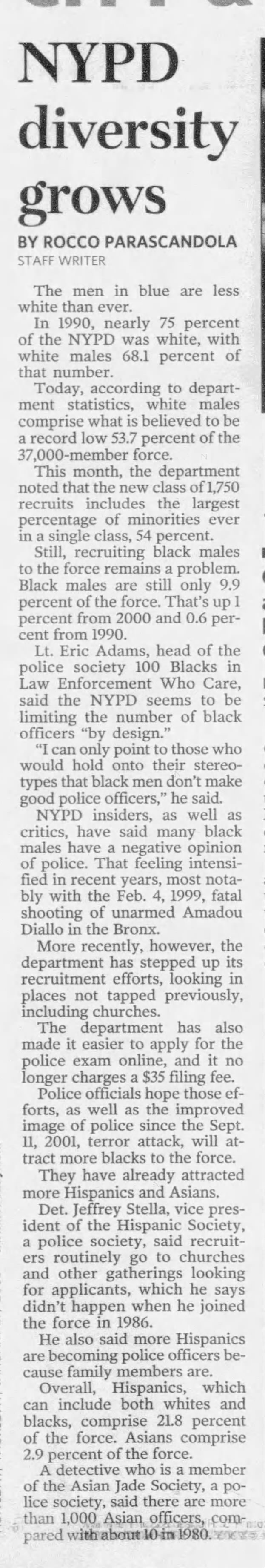 Lt. Eric Adams pushes for NYPD diversity, 2005