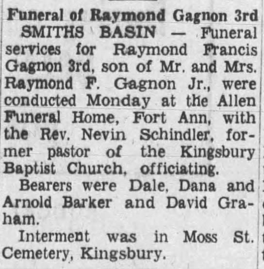 Raymond Francis Gagnon III - Funeral