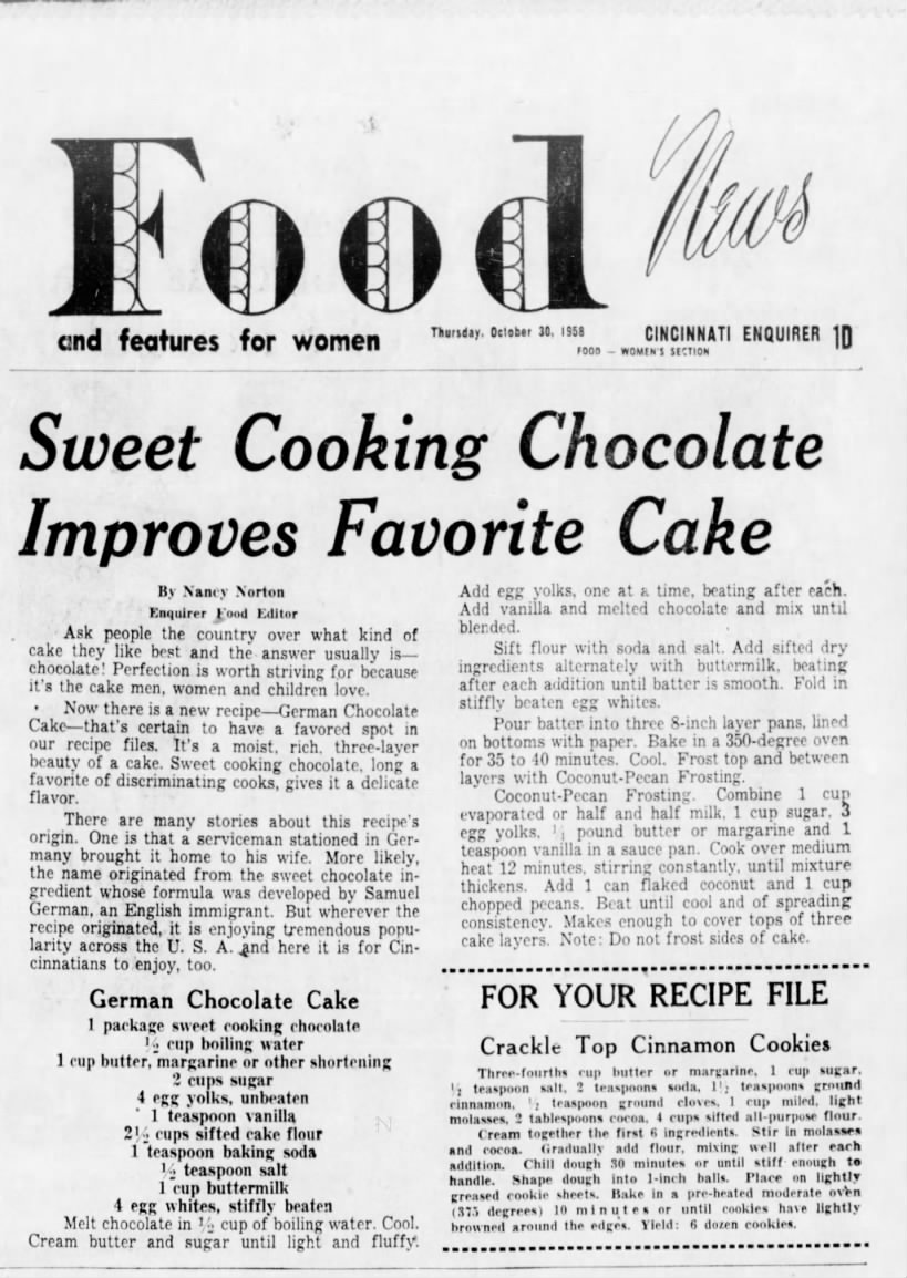 Cincinnati Enquirer, 30 October, 1958