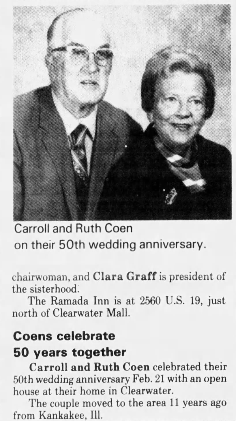 Carroll & Ruth Coen 50th anniversary