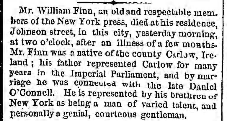 William Finn son of Thomas Finn brother of William Francis Finn