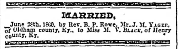 J M Yager married Jul 1860