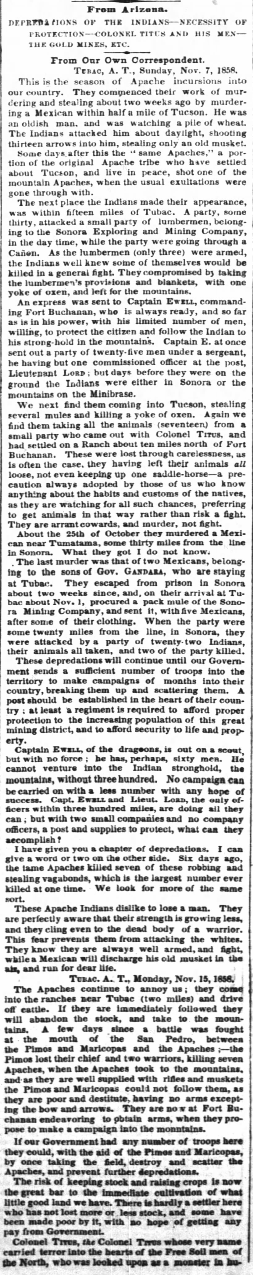 Apaches in AZ 1858