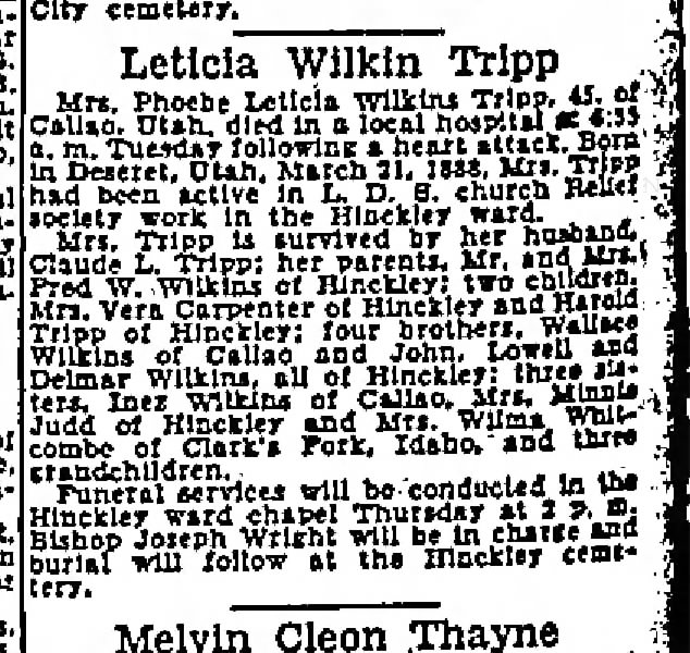 Obit Phoebe Leticia Tripp Jan 02 1934