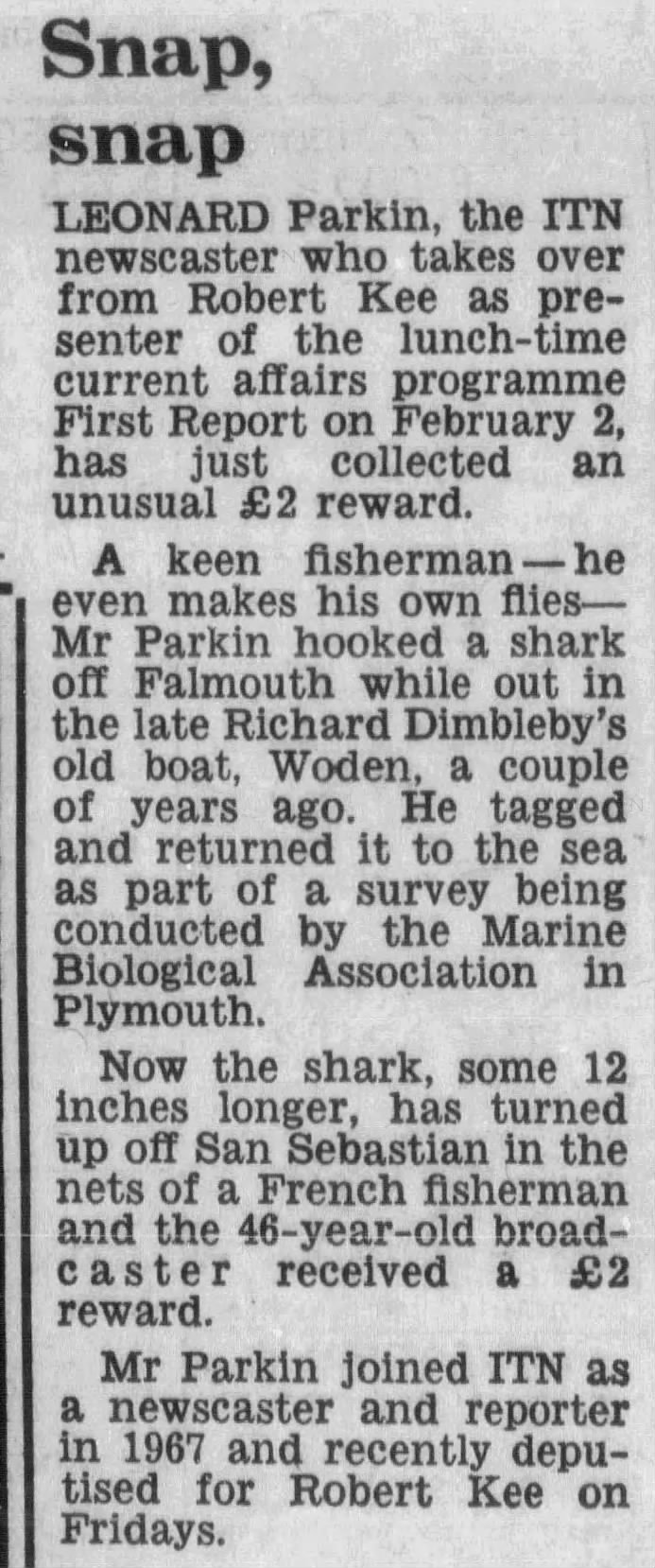 Leonard Parkin ITN - Evening Standard - 19 January 1976 - Page 12