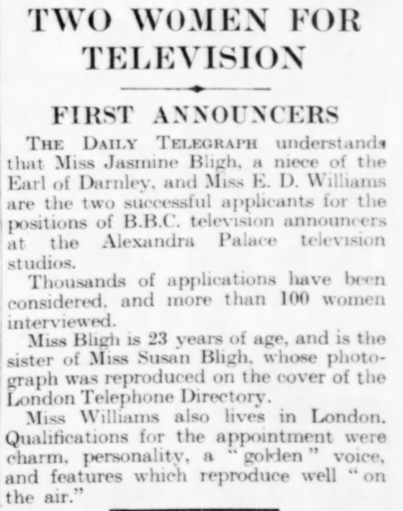 Two Women For Television - The Daily Telegraph - 5 May 1936 - Page 17