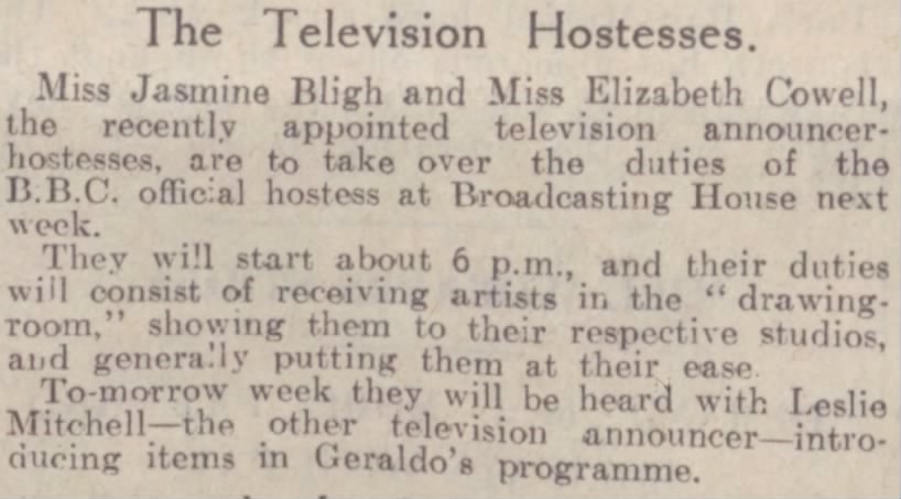 Television Hostesses - Nottingham Evening Post - 27 June 1936 - Page 6