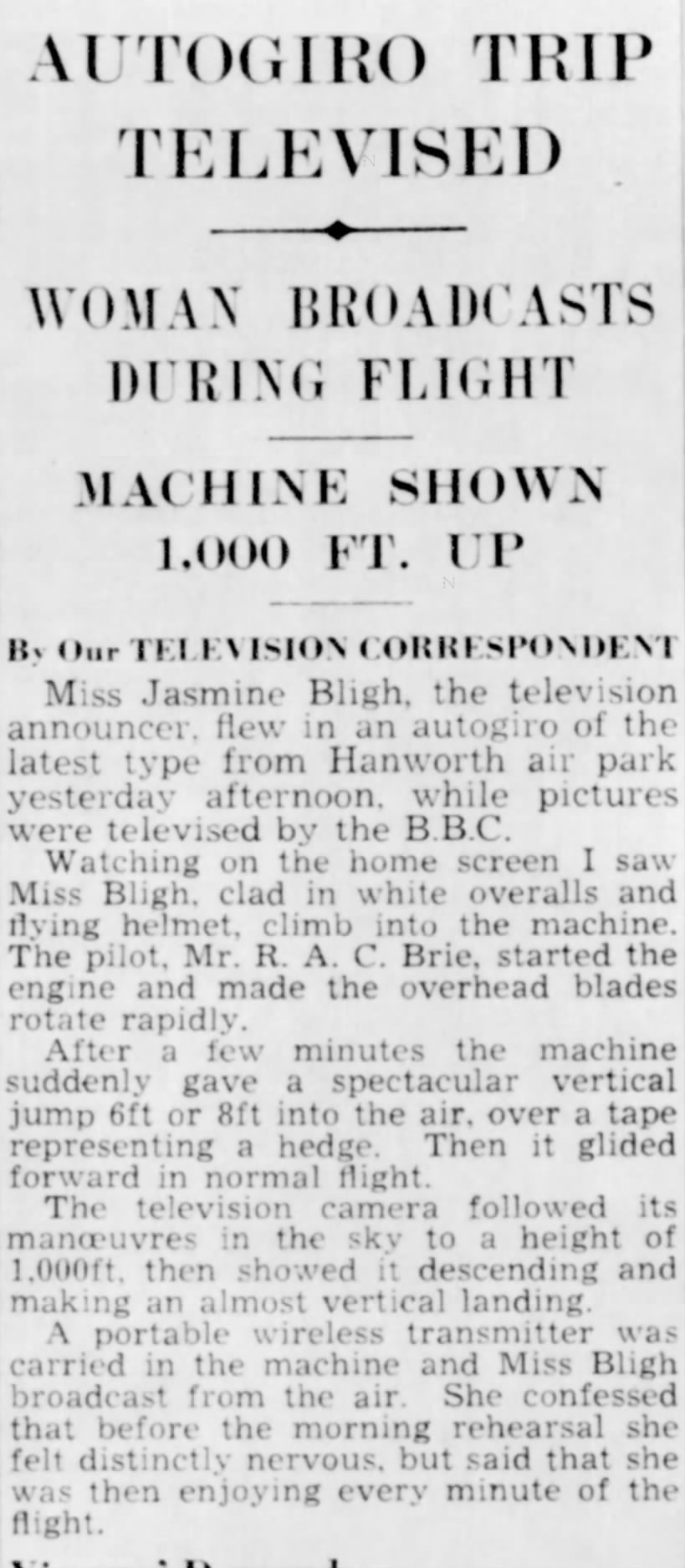 Autogiro trip televised - The Daily Telegraph - 20 February 1939 - Page 8