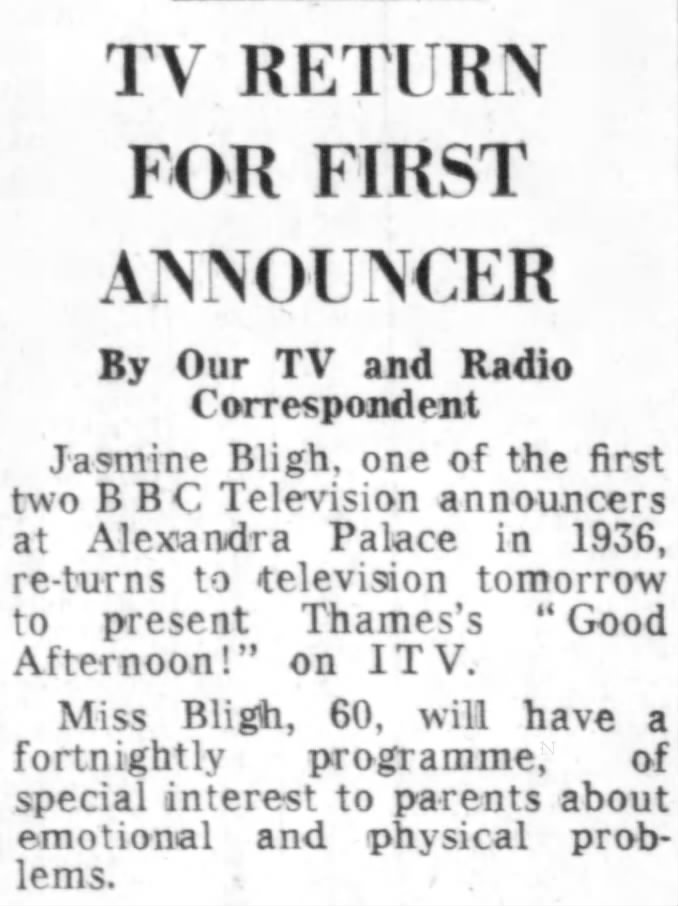 Jasmine Bligh TV Return - The Daily Telegraph - 13 September 1973 - Page 19