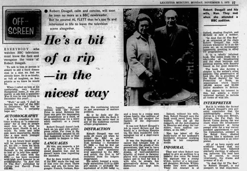 Robert Dougall - Leicester Mercury - 5 November 1973 - Page 17
