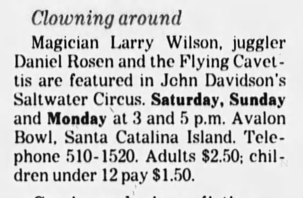 Saltwater Circus Avalon Bowl 1982