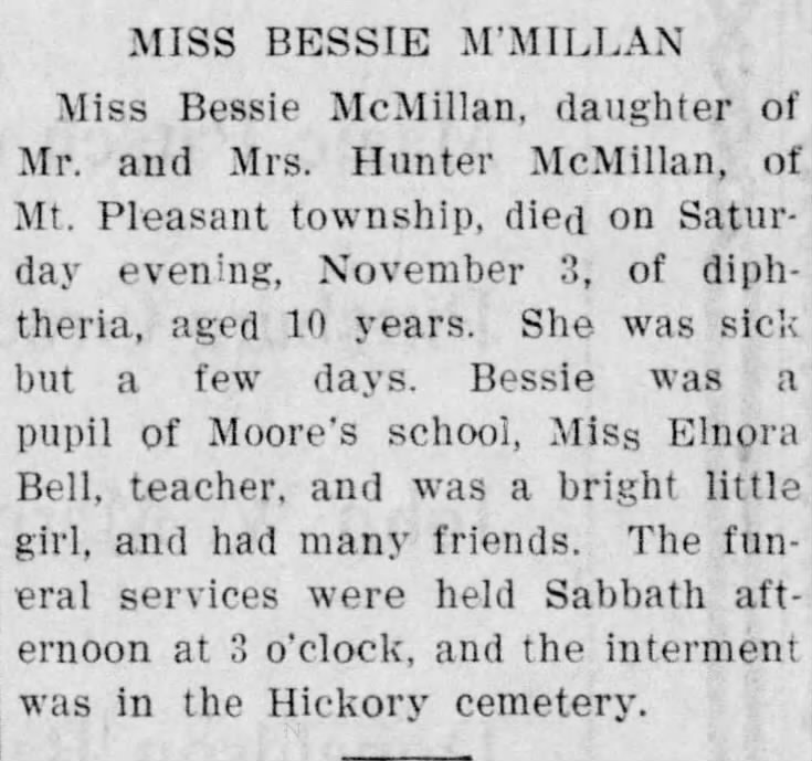 Bessie McMillan Obituary