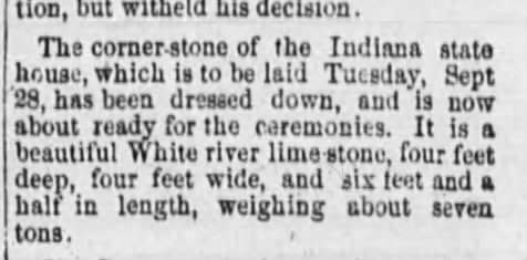 Cornerstone--Fort Wayne Daily Gazette 9-26-1880