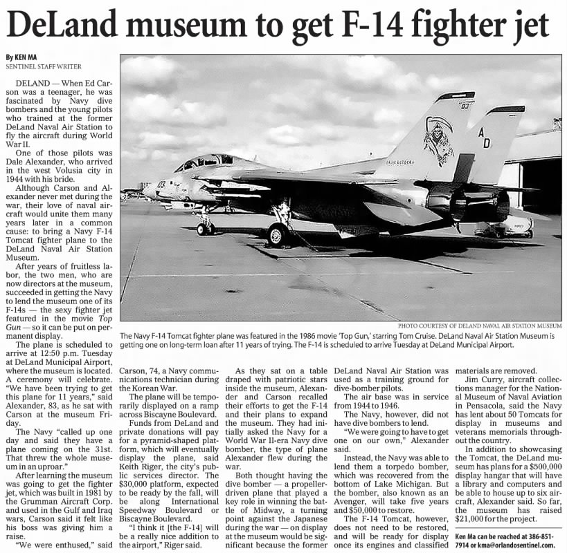 DeLand museum to get F-14 fighter jet