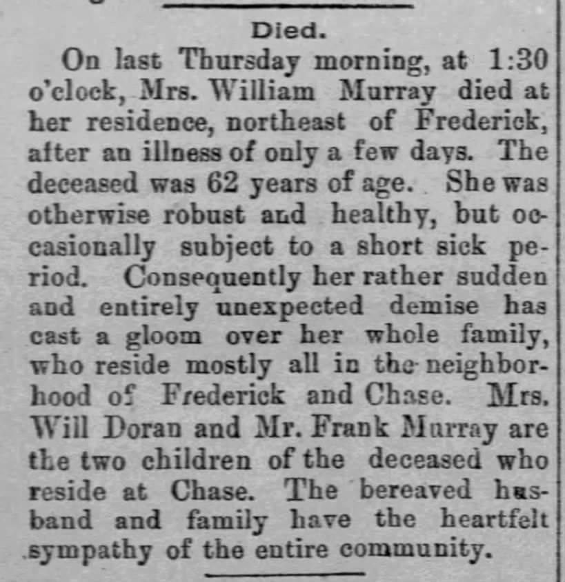 Mrs. William Murray died