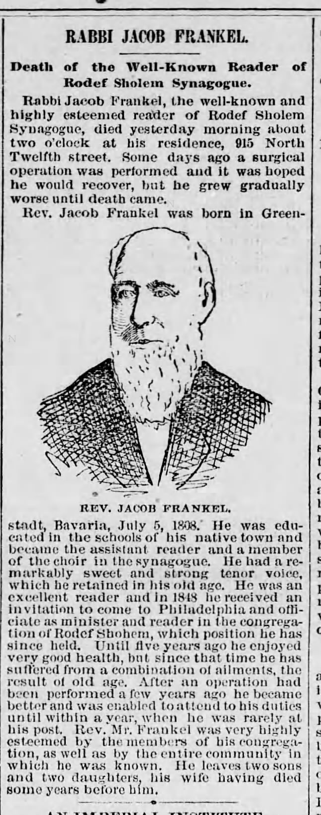 Rabbi Jacob Frankel obit