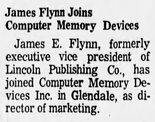 James Flynn Joins Computer Memory Devices