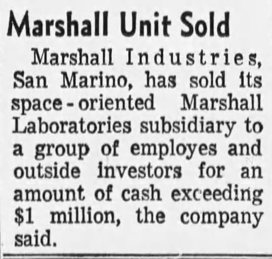Marshall Unit Sold