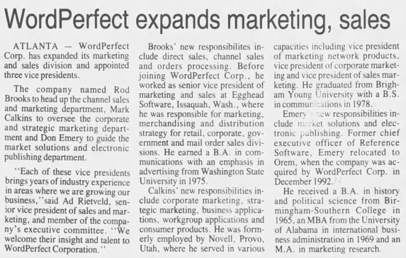 WordPerfect expands marketing, sales