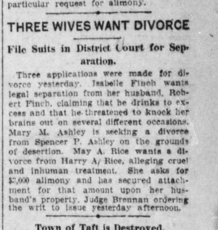 Final divorce in 1909